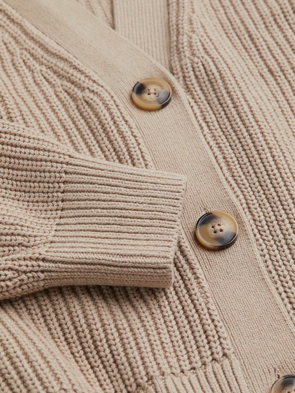 H&M Beige Ribbed Button Knit Cardigan - Picture 2 of 7